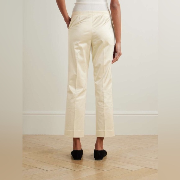 NWT Toteme Cropped Straight Trousers Satin Sheen Pants Ecru - Picture 5 of 16